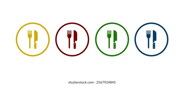 fork and knife icon set. dinner service icon in flat style concept.