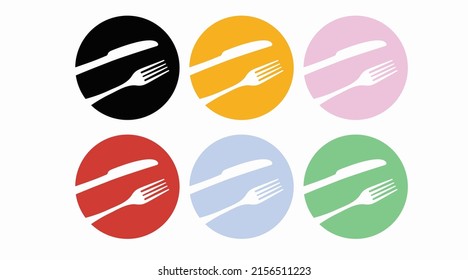 Fork and Knife Icon Set. Vector isolated editable set of kitchen of restaurant icons