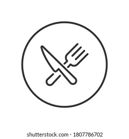 Fork and knife icon, silverware line sign on white background - vector illustration eps10
