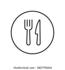 Fork and knife icon, silverware line sign on white background - vector illustration eps10