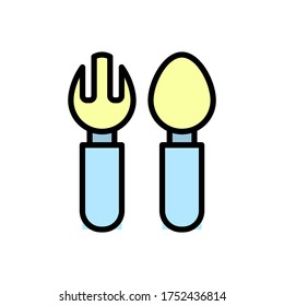 Horquilla, icono de cuchillo. Color simple con elementos de vector de contorno de iconos de jardín de infancia para ui y ux, sitio web o aplicación móvil