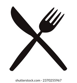 Gabel- und Messersymbol. Einfache Illustration von Gabel und Messer, Vektorsymbol für Web