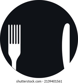 Fork and knife icon. Simple round cutlery icon for web and print isolated on white background.