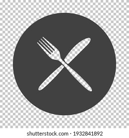 Fork And Knife Icon. Subtract Stencil Design on Tranparency Grid. Vector Illustration.