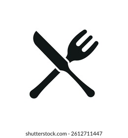 Fork and knife icon symbolizes dining, meal time, restaurant service, and elegant food experiences.