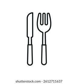 Fork and knife icon symbolizes dining, meal time, restaurant service, and elegant food experiences.