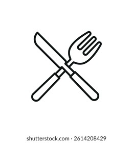 Fork and knife icon symbolizes dining, meal time, restaurant service, and elegant food experiences.