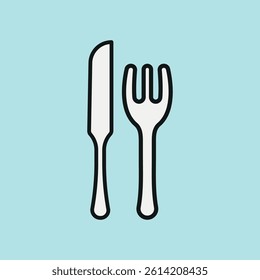 Fork and knife icon symbolizes dining, meal time, restaurant service, and elegant food experiences.