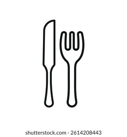 Fork and knife icon symbolizes dining, meal time, restaurant service, and elegant food experiences.