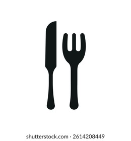 Fork and knife icon symbolizes dining, meal time, restaurant service, and elegant food experiences.