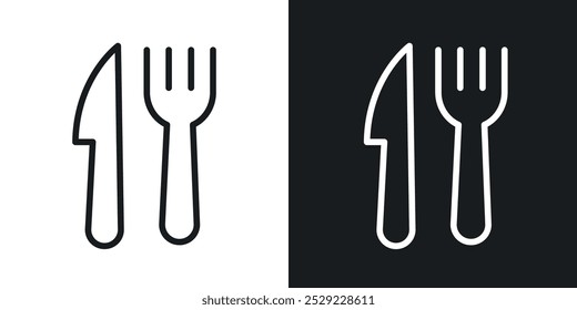 Fork and Knife icon in Thin line black color. flat simple vector symbols illustration.