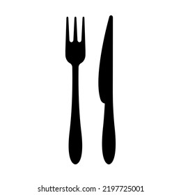 Fork and knife icon. Traditional cutlery or kitchenware. Vector Illustration 