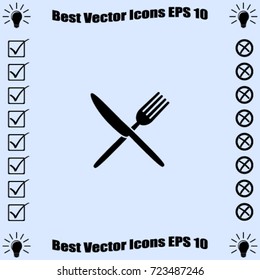 Fork and knife icon, utensil vector illustration