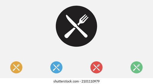 Fork and Knife icon vector. Cutlery icon. Vector illustration icon. Set of colorful flat design icons.