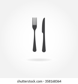 Fork and knife icon. Vector illustration in flat style.