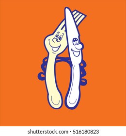 Fork and knife Icon. Vector Illustration. Tableware. 