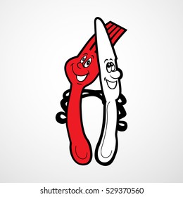 Fork and knife Icon. Vector Illustration. Tableware. 