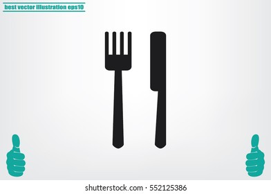 fork and knife icon vector illustration eps10. Isolated badge for website or app - stock infographics