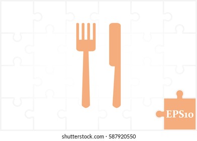 fork and knife icon vector illustration. Isolated badge for website or app - stock infographics