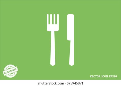 fork and knife icon vector illustration eps10. Isolated badge for website or app - stock infographics