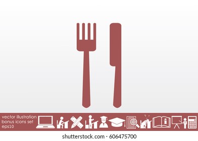 fork and knife icon vector illustration eps10. Isolated badge for website or app - stock infographics