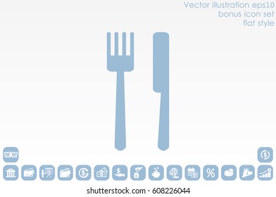 fork and knife icon vector illustration eps10. Isolated badge for website or app - stock infographics
