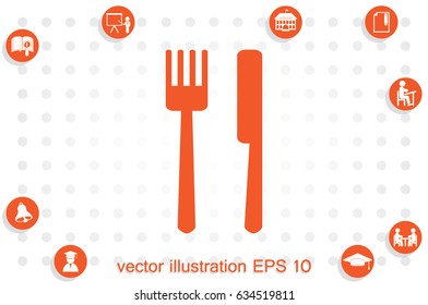 fork and knife icon vector illustration eps10. Isolated badge for website or app - stock infographics