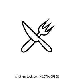 Fork Knife Icon Vector Outline Only No Fill On White Background. 
Flat Icon For Web, Apps, Or Design Product EPS10