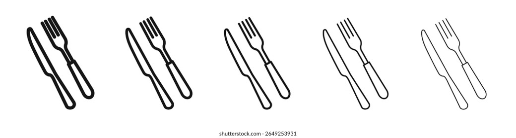 Fork and Knife icon vector outline set illustration sign