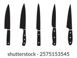 Fork and knife icon. Knife vector set. Kitchen knife silhouette. Breakfast lunch, and dinner icon. Vector illustration EPS 10