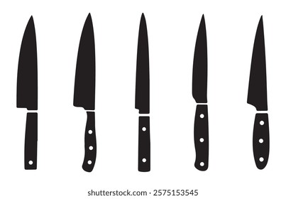 Fork and knife icon. Knife vector set. Kitchen knife silhouette. Breakfast lunch, and dinner icon. Vector illustration EPS 10