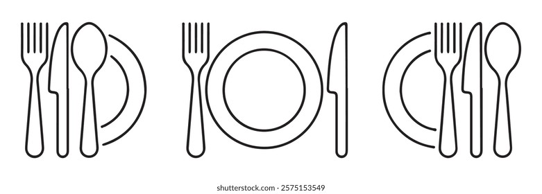 Fork and knife icon. Knife vector set. Kitchen knife silhouette. Breakfast lunch, and dinner icon. Vector illustration EPS 10