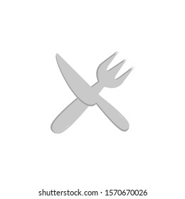 Fork Knife Icon Vector Silver Fill On White Background. 
Flat Icon For Web, Apps, Or Design Product EPS10