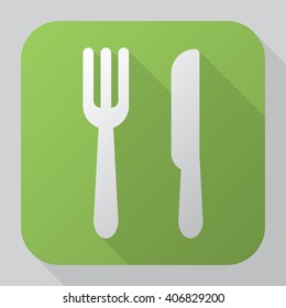 Fork and Knife icon vector, solid illustration, pictogram isolated on gray long shadow