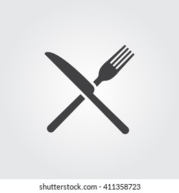 Вектор значка вилки и ножа, сплошная иллюстрация, пиктограмма, изолированная на сером