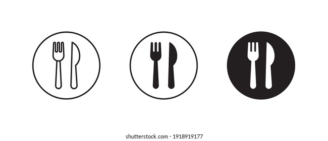 fork and knife icons button, vector, sign, symbol, logo, illustration, editable stroke, flat design style isolated on white linear pictogram