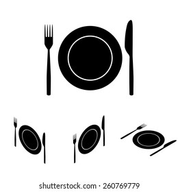 Fork and Knife Icons. Flat isometric style