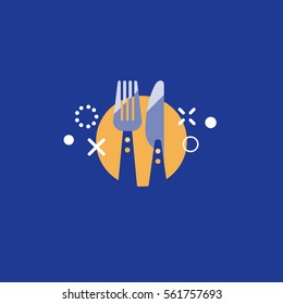 Fork and knife icons, lunch time concept, vector illustration
