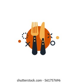 Fork and knife icons, lunch time concept, vector illustration