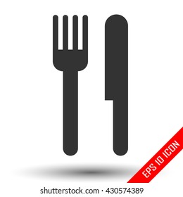 Iconos de tenedor y cuchillo. Logotipos simples de tenedor y cuchillo aislados sobre fondo blanco. Símbolo de restaurante. Ilustración vectorial.