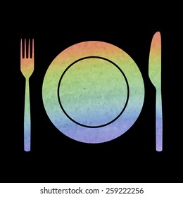 Fork and Knife Icons. Watercolor effect