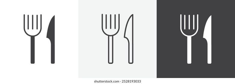 Fork and Knife icon.Trendy modern flat linear vector illustration on white background.