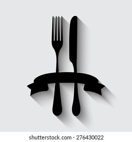fork and knife - illustration   on a grey background