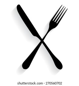 fork and knife - illustration with shadow