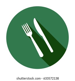 Fork  and  knife, isolated. Flat  design.