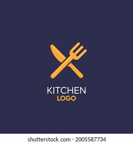 Fork And Knife Kitchen Minimalistic Logo Design