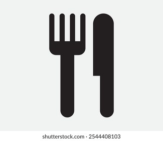 Fork Knife Kitchen Utensil Dinner Cutlery Food Restaurant Menu Cafe Canteen Breakfast Lunch Eat Dining Dine Sign Icon Shape Outline Black White Vector