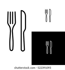 Fork And Knife Line Drawing Black And White Vector