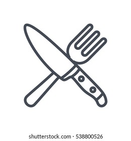 fork and knife line icon