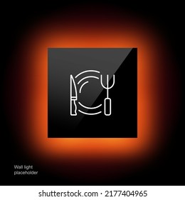 Fork and knife line icon. Cutlery, tableware, plate, dish, restaurant, dining table, kitchen, food. Eating concept. Glassmorphism style. Vector line icon for Business and Advertising.